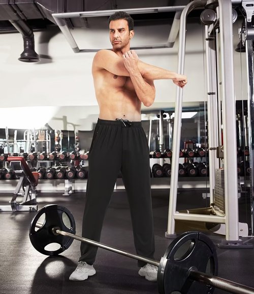 Lomsoe Men's Athletic Pants - Lightweight Workout Sweatpants with Zip Pockets | 3-Pack Gift Set