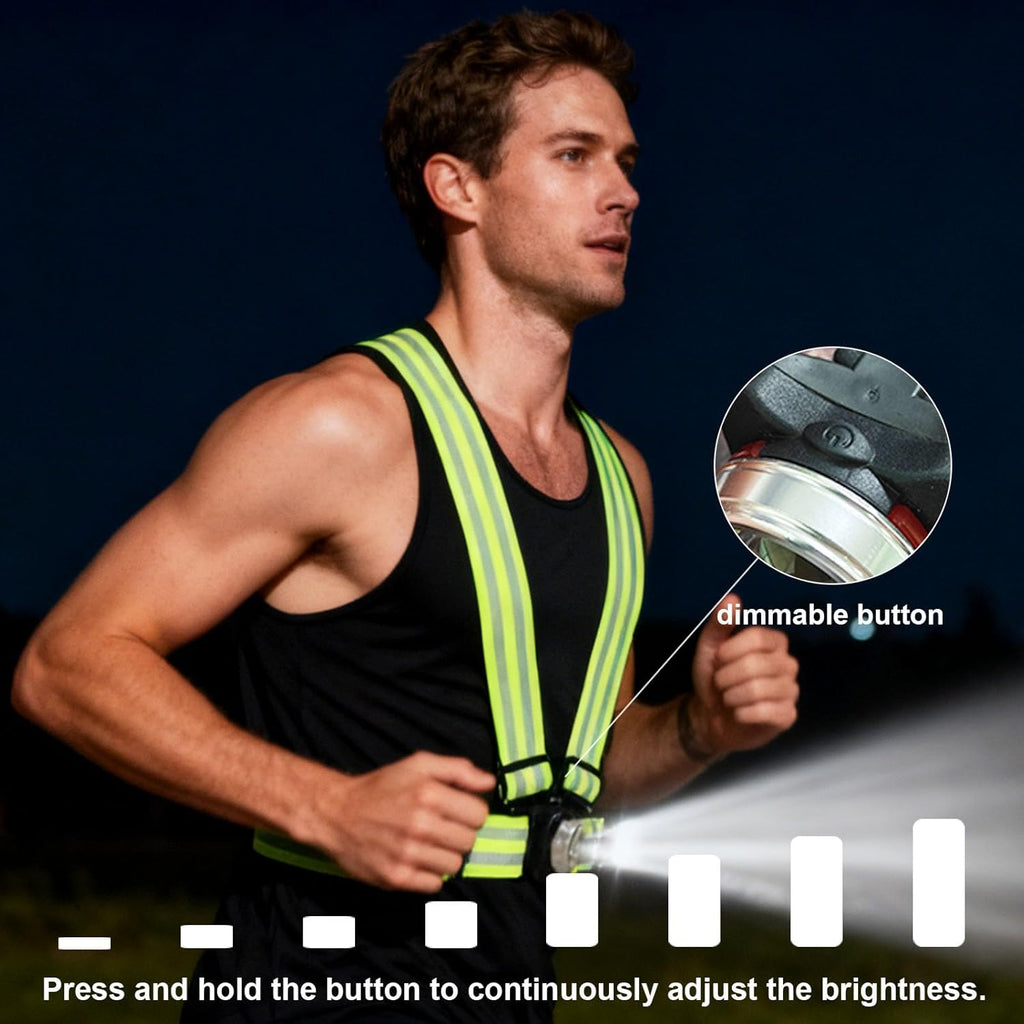 Skiennix Running Lights - Adjustable Reflective LED Chest Light for Night Safety | IPX4 Waterproof Gear