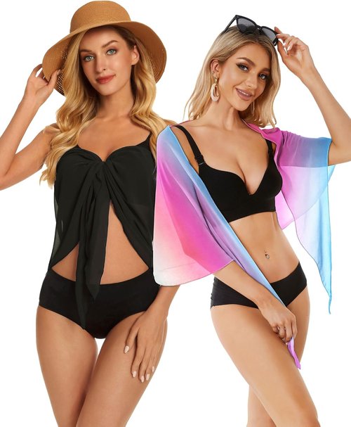 CHICGAL Beach Sarong Wrap Skirt - Sheer Bikini Cover-Up for Women | 2-Piece Swimwear Set