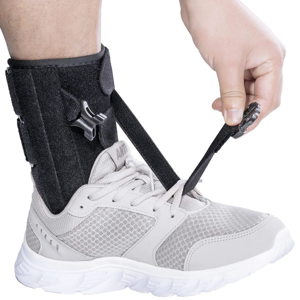 POZPO Foot Drop Brace for Walking Lifting Shoes, Drop Foot AFO Brace Help Raise Shoes, Foot Up Splint for Ankle, Improved Walking Gait, Prevent Falls and Injuries, for Left and Right-Black