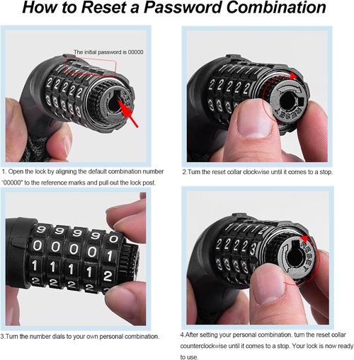 Heavy Duty Anti-Theft Bike Chain Lock by [Brand Name] - 5-Digit Resettable Combination | 3.9ft Keyless Security for Bicycles, Scooters, Motorcycles