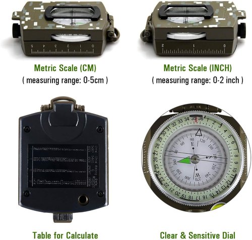 Eyeskey Tactical Survival Compass - Waterproof & Impact Resistant Lensatic Sighting | Includes Lanyard & Pouch