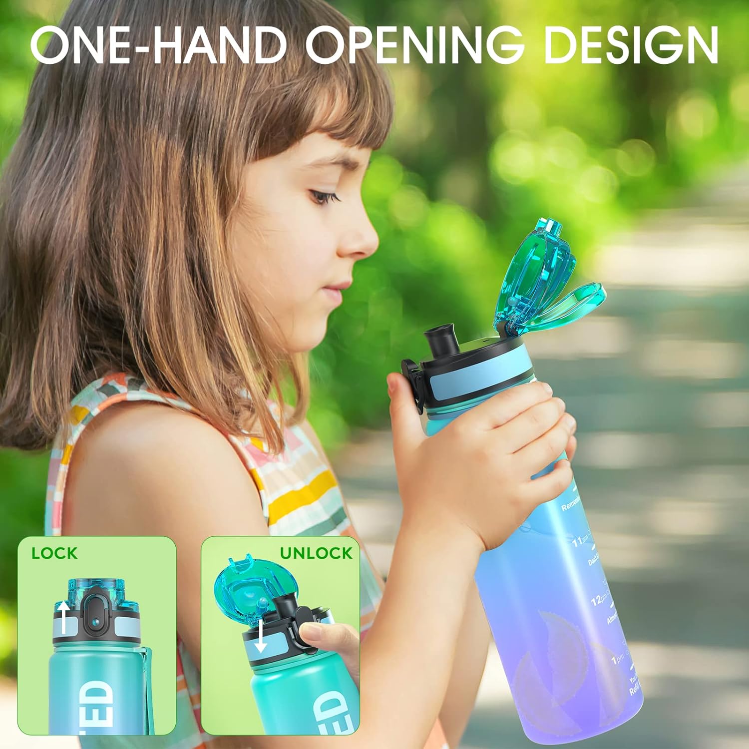 Sahara Sailor Water Bottle - Durable, Leakproof Tritan Design with Motivational Time Marker | 32/25/17oz