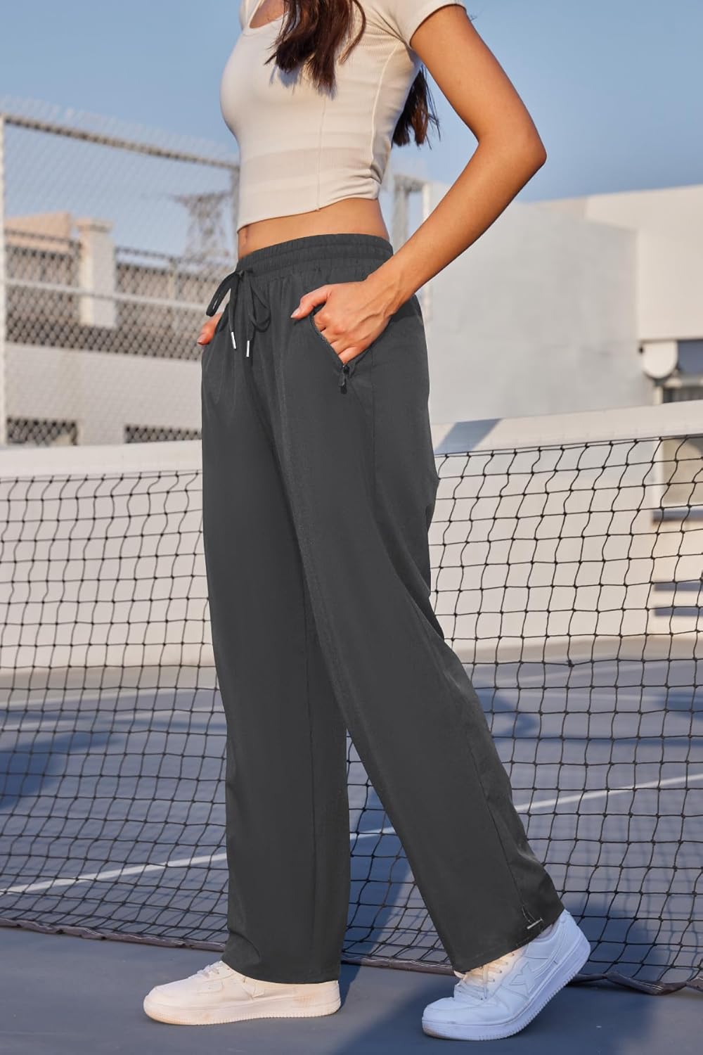 Skiennix Women's Athletic Hiking Pants - Lightweight, Quick-Dry, Water-Resistant | Elastic Waist & Zipper Pockets