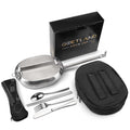 GI Type 304 Stainless Steel Mess Kit Plate Set with Utensils – Camping Dinnerware, Outdoor Eating Kit