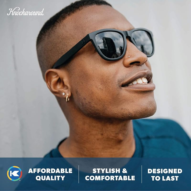 Knockaround Premiums Sport Sunglasses with Polarized Lenses - UV400, Clear Grey / Aqua