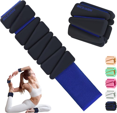 BECOJADDE Ankle Weights - Adjustable 1 lb/2 lb Set for Women & Men | Perfect for Walking, Yoga, Gym