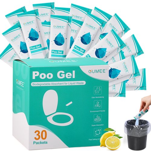 Lemon Portable Toilet Gel, Poo Gel for Potty, Camping Toilet Powder for Bucket, Eco Absorbent Gelling, Portable Urine Packets for Outdoor Recreation Supplies(50)