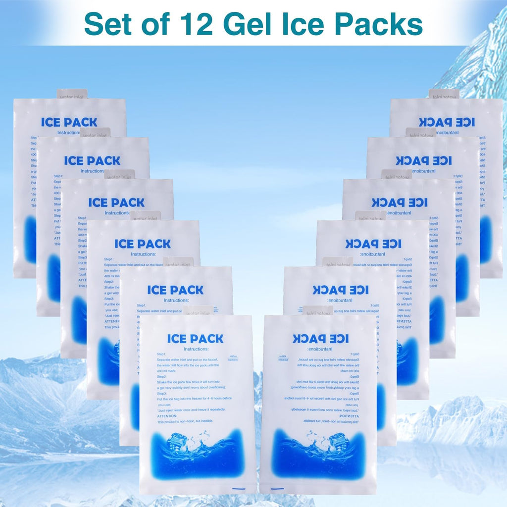 Skiennix Gel Ice Packs - 12 Reusable Cold Packs for Cooling Vests, Injuries & Food Preservation