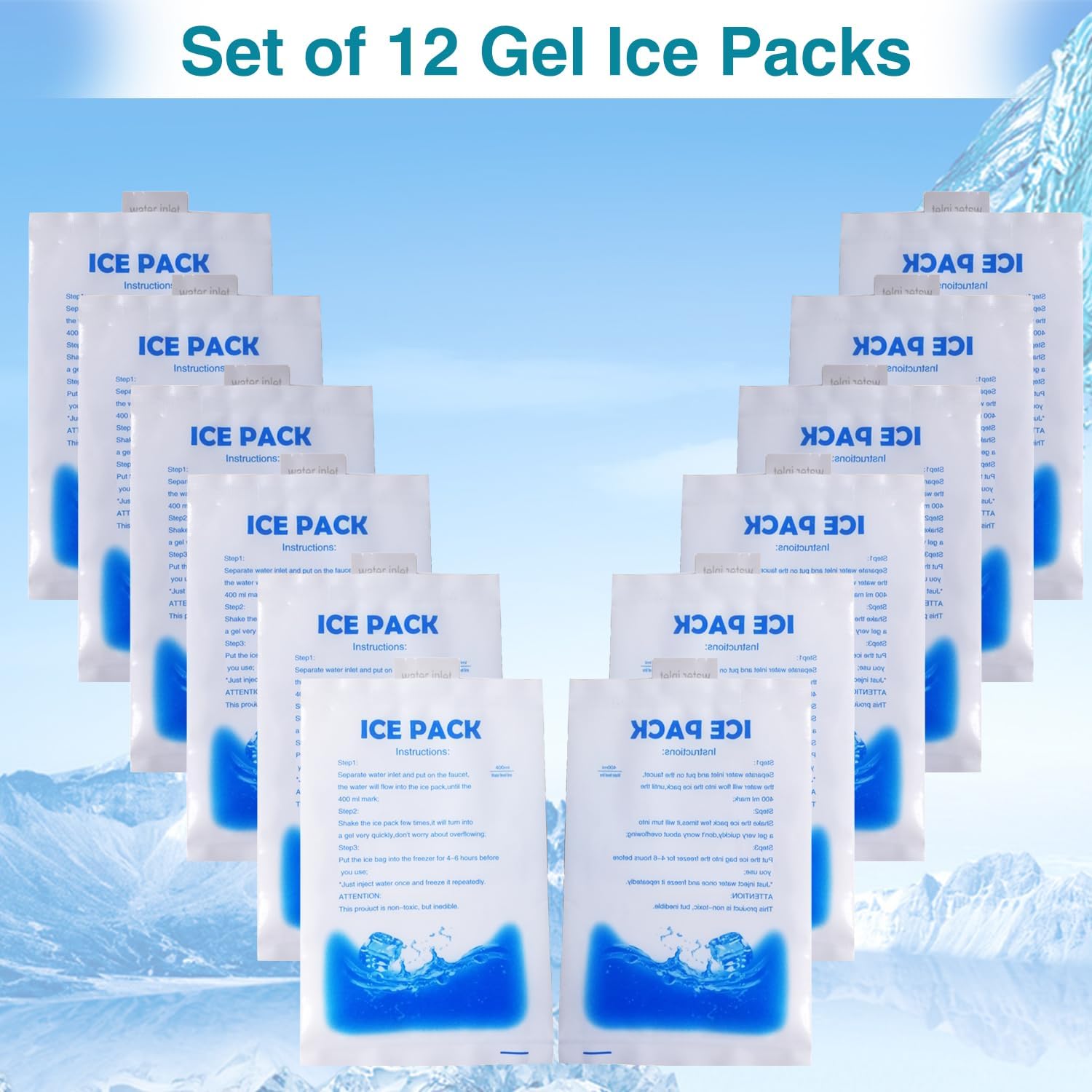 Skiennix Gel Ice Packs - 12 Reusable Cold Packs for Cooling Vests, Injuries & Food Preservation
