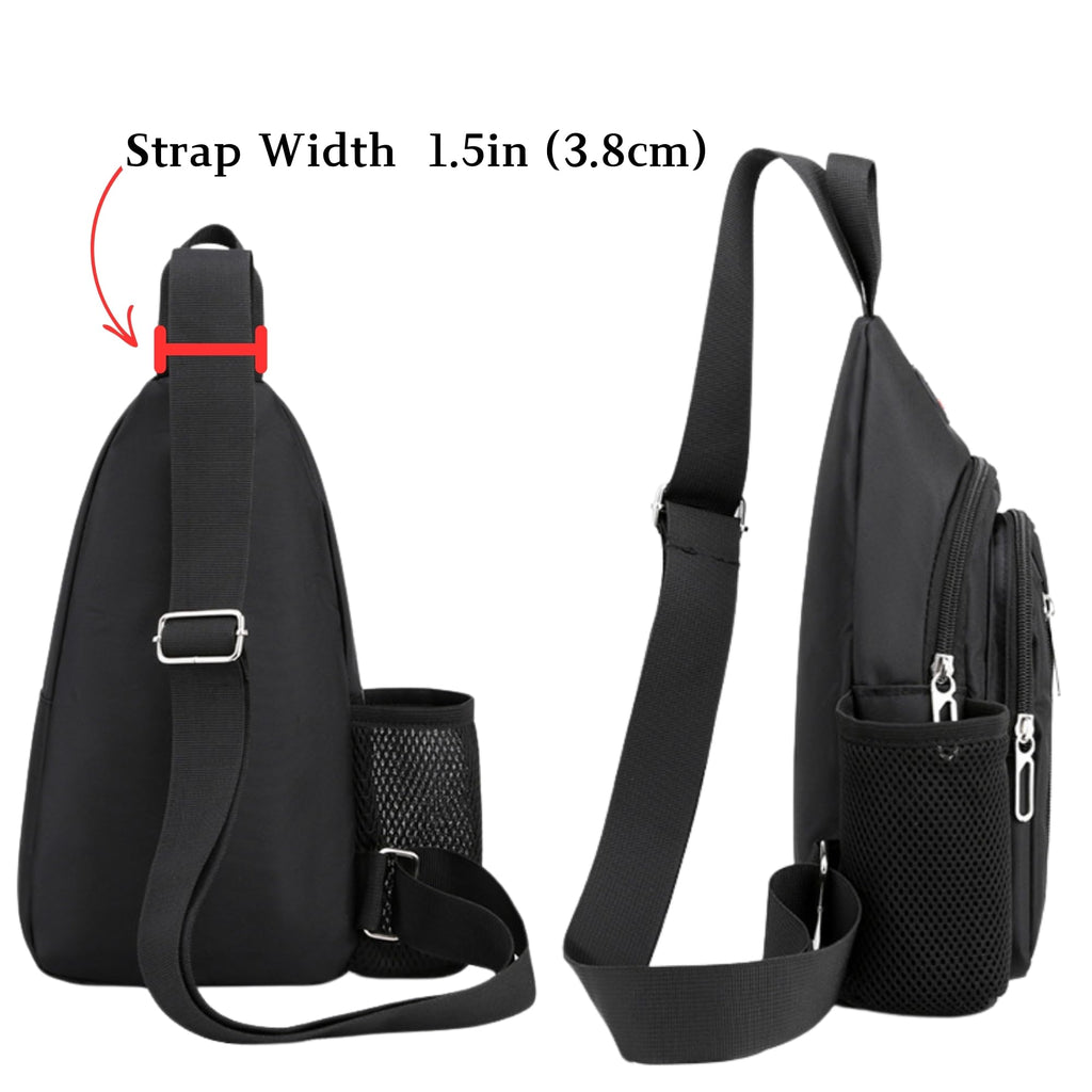 Travel Lightweight Sling Bags with Key Ring Strap Bottle Holder Earphone Hole, Adjustable Nylon Crossbody Shoulder Backpack, Water Resistant (Gray 02)