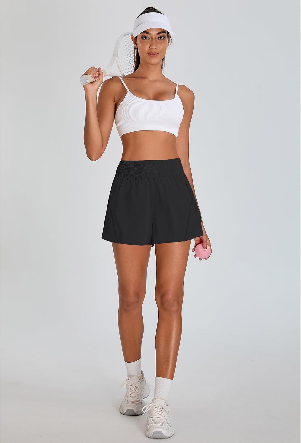 BMJL Women's Athletic Shorts - High Waisted 2.5" Running Shorts with Zipper Pocket | Sporty Yoga & Gym Wear