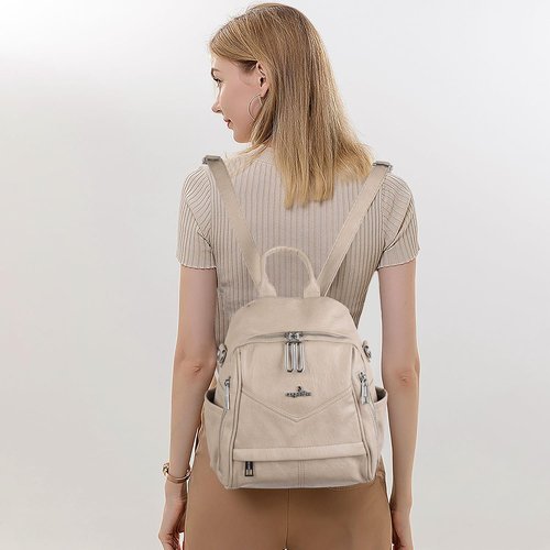 Angel Kiss Small Backpack Purse - Soft Vegan Leather Women's Designer Handbag | Roomy Apricot Color