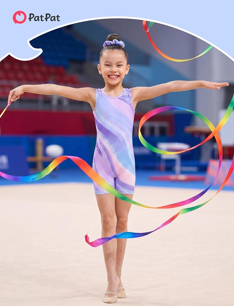 PATPAT Girls Gymnastics Leotards Sparkly Biketard 1-purple+4-5T - 3-9 Years