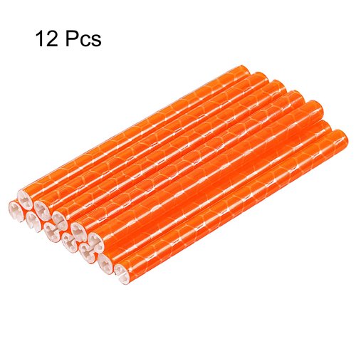 HARFINGTON 12pcs Bike Reflective Spoke Skins 0.2" Plastic Bicycle Spoke Reflectors Spoke Covers Trim Wrap Wheel 360°Visibility for Road Mountain Bike Motorcycles Decoration, Orange