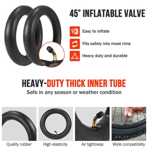 10x2.125 Inner Tubes,2 Pack 10x2 Replacement Inner Tube with 45° Valve for Self-Balancing,Electric Scooter, Kid's Bike, Roadster Tricycle Stroller