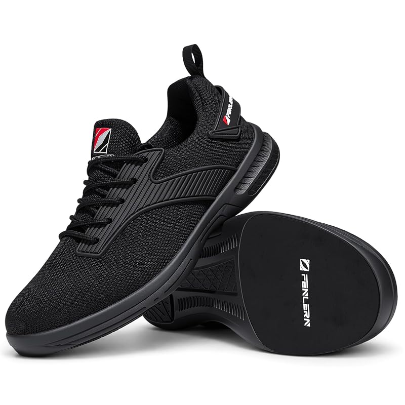 FENLERN Men’s Bowling Shoes with Universal Sliding Sole – Onyx Black, 7.5 Wide
