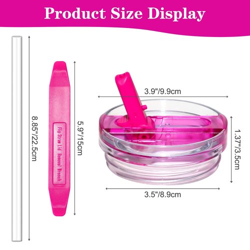 Upgraded 2 Pack 40 OZ Flip Straw Lid for Stanley Quencher ProTour,Leak Proof Lid Replacement for Stanley H2.0 Quencher,No Spill Detachable Tumbler Cup Lids,Stanley Accessories Rose Red