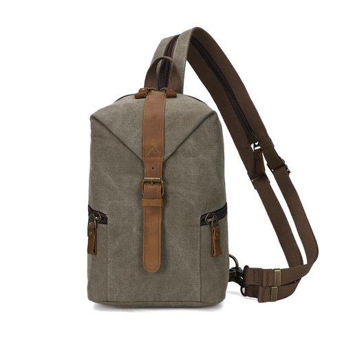 KouLi Buir Canvas Sling bag,Small Crossbody Backpack,Convertible Chest Bag Casual Daypack For Outdoor Cycling Hiking Travel (B2463-Olive Green)
