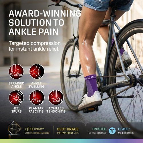 Modvel Foot & Ankle Brace - Compression Sleeve for Sprained Ankle Relief | Plantar Fasciitis Support for Men & Women