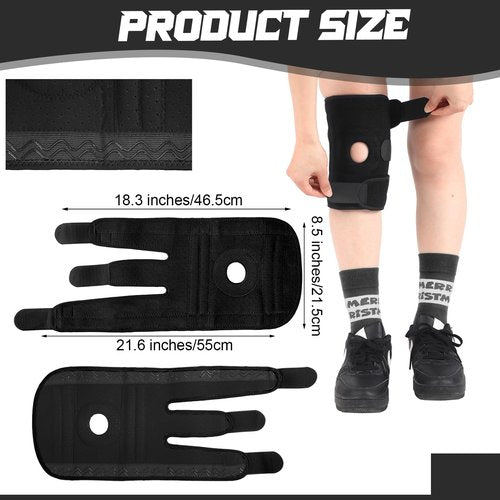 Foilswirl 1 Pcs Kids Knee Brace with Side Stabilizers Patella Gel Pads Adjustable Straps Youth Child Knee Brace Support for Meniscus Tear Sports, Meniscus Tear (Black)