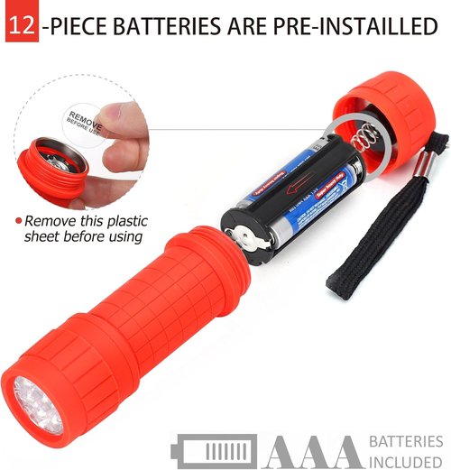 FASTPRO 9-LED Mini Flashlight Set - 4-Pack with Pre-Installed AAA Batteries | Ideal for Camping & Events
