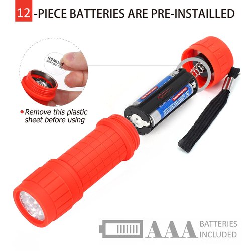 FASTPRO 4-Pack 9-LED Mini Flashlight Set, AAA Batteries are Included and Pre-Installed, Perfect for Class Teaching, Camping, Wedding Favor