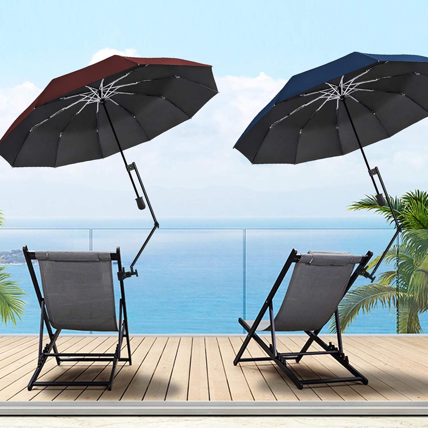 XLINGZA Beach Umbrella - UPF 50+ Protection with Adjustable Universal Clamp for Ultimate Shade