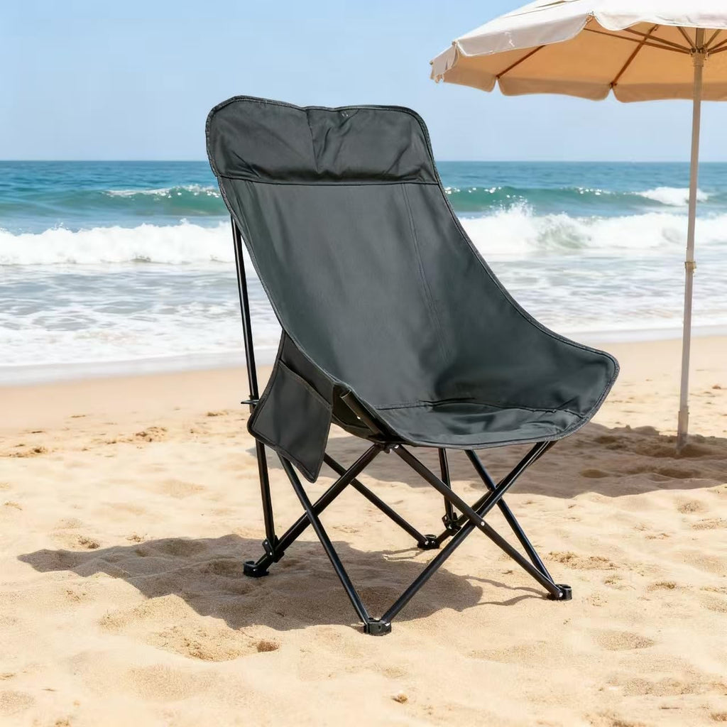 Skiennix Portable Lightweight Camping Chair - Foldable High Back Design with Carry Bag | Green