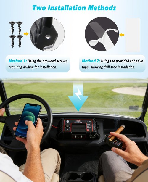 400W Golf Cart USB Charging Port with XT60 Port, 12V 120W Cigarette Lighter & 3 USB Quick Charge 3.0 Power Socket Adapter for 36V/48V EZGO Club Car Yamaha, No Drill Installation Golf Cart Accessories