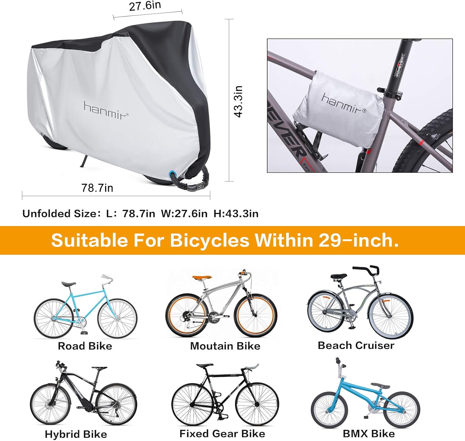 Skiennix Waterproof Bike Cover - Heavy Duty Outdoor Protection Against Rain, Snow & UV | Fits Mountain & Road Bikes