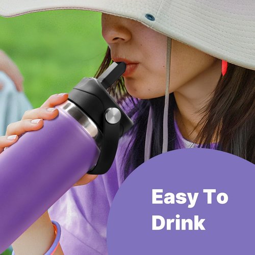 Hydro Flask Straw Lid - Replacement Straw Top Cap with Straws & Brush | BPA-Free for 12-40 oz Bottles
