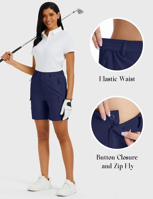 MAGCOMSEN Women's Quick-Dry Hiking Cargo Shorts - Lightweight & Trendy with 5 Pockets