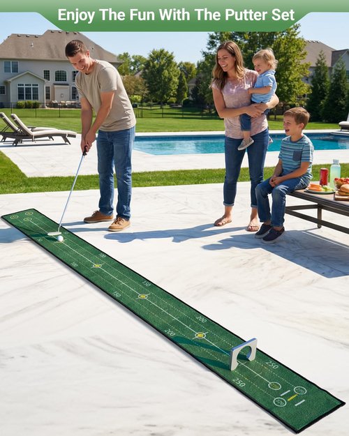 ZELTRI Golf Putting Game Set with Three-Track, Anti-Slip Backing Golf Putting Green Include 1 Club, 2 Balls, 1 Gate, 1 Portable Storage Box for Indoor/Outdoor