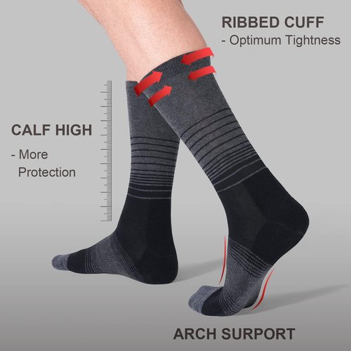 FITRELL Men's Merino Wool Hiking Socks - 4 Pack, Wicking & Cushioned, Warm Thermal Boot Crew Socks