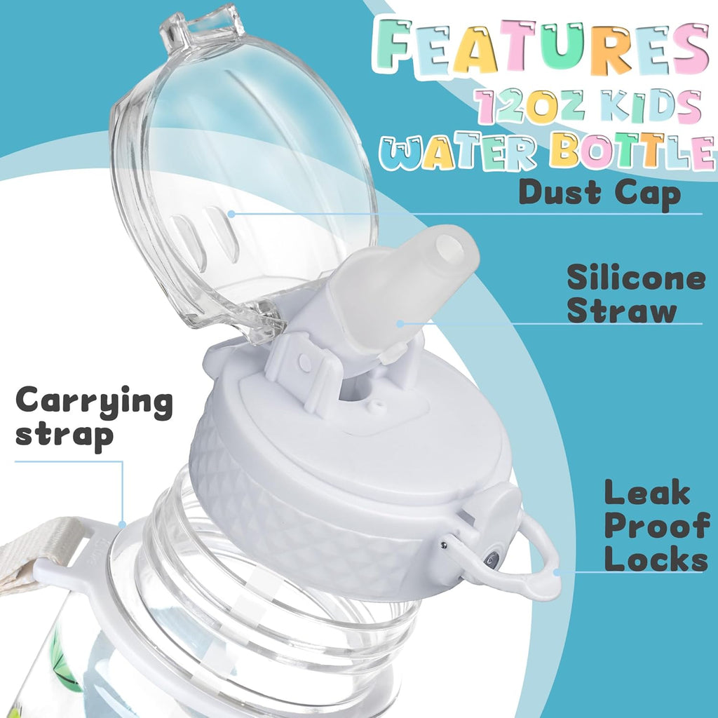 OLDLEY Kids Water Bottle - 17oz Leak-Proof Tritan with Silicone Straw | BPA-Free, Dinosaur Design