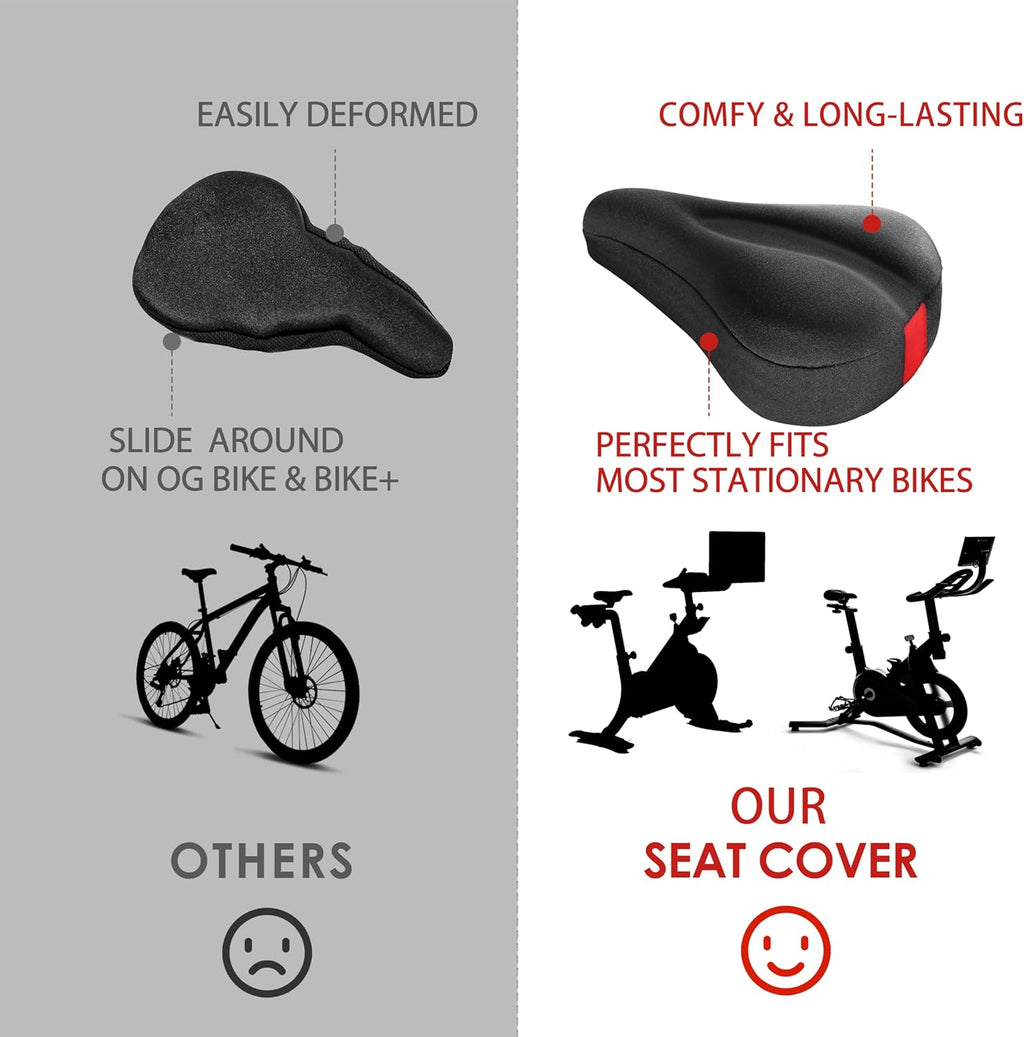 Peloton Bike Seat Cushion - Gel Bicycle Seat Cover for Ultimate Comfort | Extra Padded Memory Foam, 11”x7”