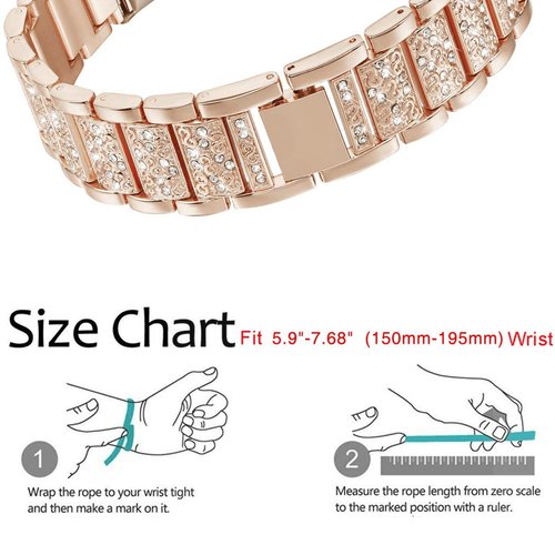 Abanen Bling Crystal Bands for Fitbit Charge 5 / Charge 6, Alloy Metal Bands Adjustable Women Wristbands Strap for Fitbit Charge 5 (Rose Gold)