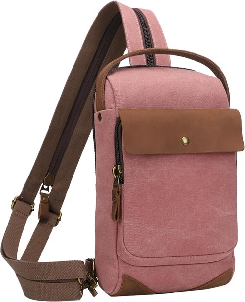 KL928 Canvas Sling Bag - Casual Crossbody Backpack for Men & Women | Rust Red Travel Rucksack