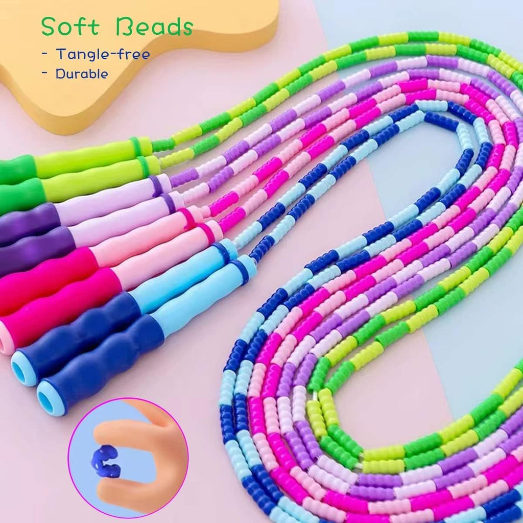 Soft Beaded Jump Rope by [Brand Name] | Adjustable Tangle-Free Skipping Rope for Kids & Adults - 9.2Ft