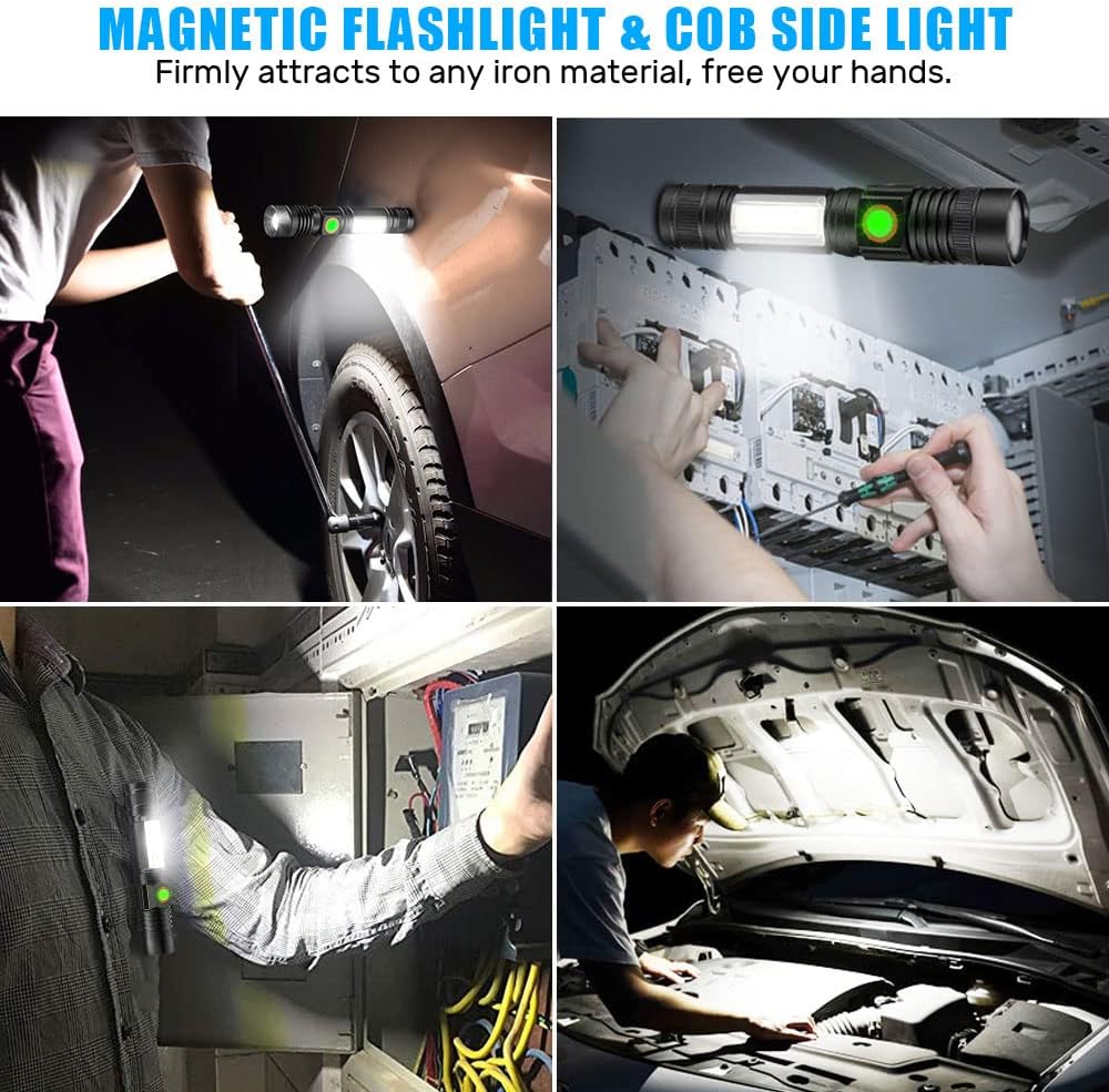Skiennix Rechargeable LED Flashlight - Super Bright Tactical Design | USB Rechargeable, Waterproof, Compact for Camping & Emergencies