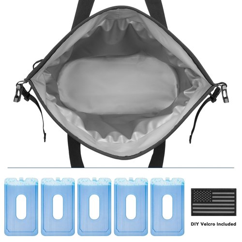 40 Can Large Soft Cooler Bag - Insulated Leak - Proof Cooler Bag with Roll-Top Waterproof Seal | Portable for Travel Camping, Shopping, Beach, Boating | 12HR Cold Retention Comes Freezer Packs*5