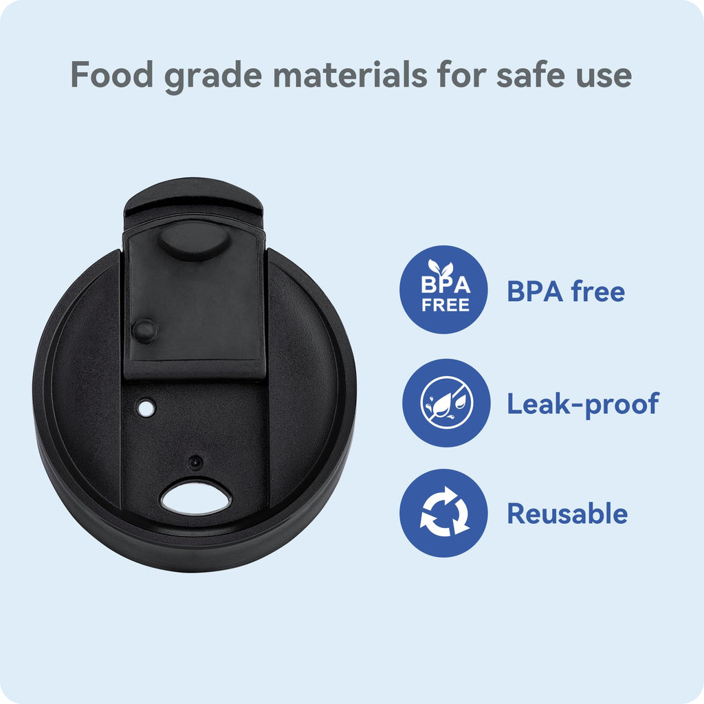 Prurex Flip Lid for Hydro Flask 12 16 18 20 32 40 64 oz Wide Mouth Bottle,Replacement Lid for Hydroflask,Thermoflask,Iron Flask and More 2.28" Wide Mouth Bottles(Black 1 Pack