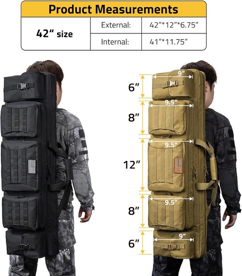 CVLIFE 42" Soft Rifle Case - Durable Double Long Gun Bag with Lockable Zipper & Backpack Strap for Outdoor Shooting