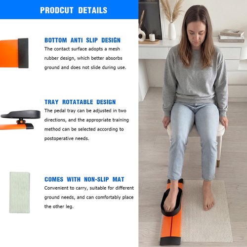 Knee Recovery Exercise Device with 22" Rail, Adjustable Pedals, Seated Leg Extension and Flexion Trainer Knee Rehab Equipment Bending Machine for After Surgery Knee Glider for Knee Replacement