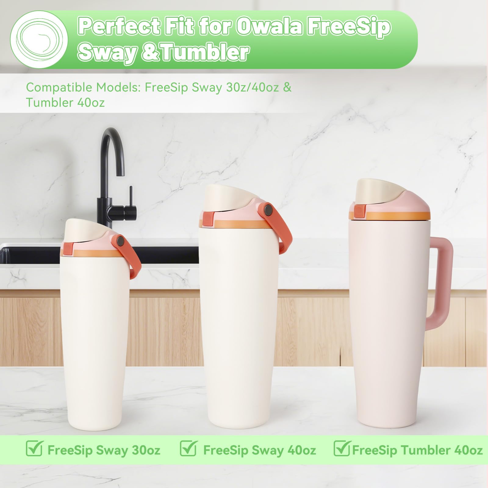 Tatamy 4pcs Replacement Stopper for Owala FreeSip Sway 30oz 40oz, Silicone Lid Top Gasket for Owala FreeSip Tumbler 40oz, Cap Mouth Rubber Plug Replacement Parts for Owalla Accessories BPA-Free(Gray)