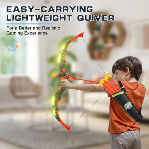 Handwell Bow and Arrow Set - LED Light-Up Archery Toy for Kids with Suction Cup Arrows