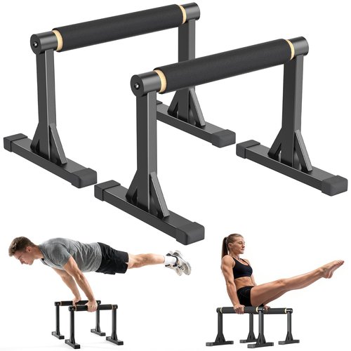 12" Wooden Parallel Bar and Dip Bar with Non-Slip Handles, Rock-Free Fitness Equipment for Handstands, L-Sits, Gymnastics and Strength Training for Home Gym, 600lbs Capacity