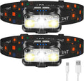 LHKNL Rechargeable Headlamp - Super Bright Motion Sensor LED Flashlight | 2-Pack Waterproof with 8 Modes for Camping & Outdoor Activities