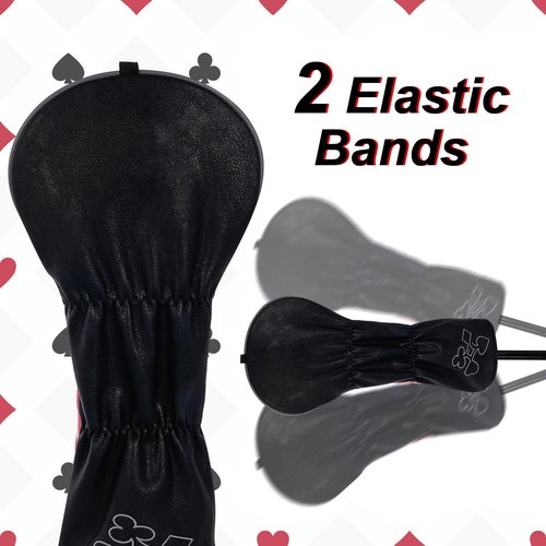 Craftsman Golf Poker Spade Hearts Diamonds Club Black and Red Fairway Wood Headcover Cover Travel Protector